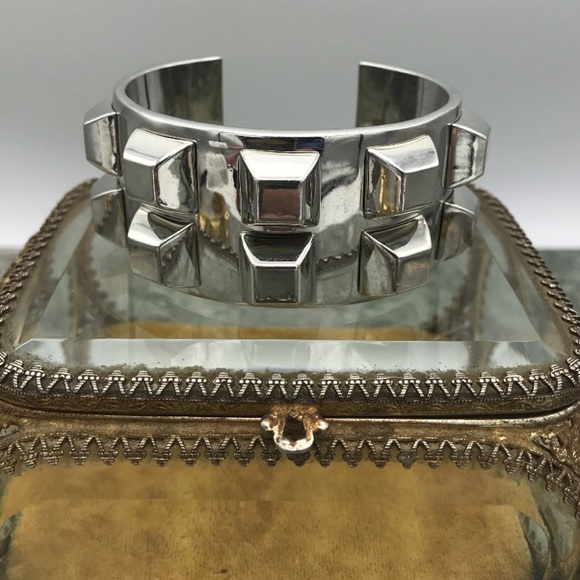 Vince Camuto Silver Double Row Stud Cuff Bracelet - Picture 1 of 4